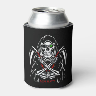 Grim Reaper Scythe Death Skeleton Bones Halloween  Can Cooler