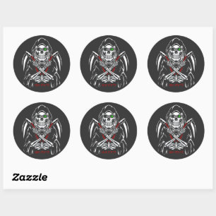 Grim Reaper Scythe Death Skeleton Bones Halloween Classic Round Sticker