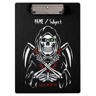 Grim Reaper Scythe Death Skeleton Bones Halloween Clipboard