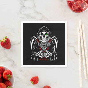 Grim Reaper Scythe Death Skeleton Bones Halloween Napkin
