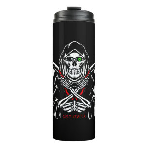 Grim Reaper Scythe Death Skeleton Bones Halloween Thermal Tumbler