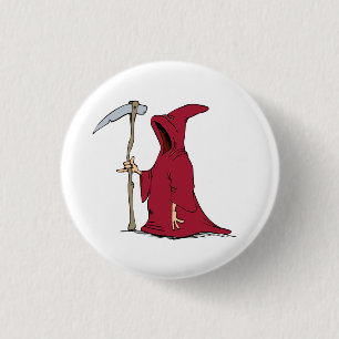 Grim Reaper Scythe Gathers Souls Halloween Night 1 Inch Round Button