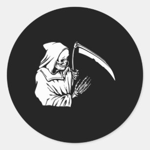 Grim Reaper Skeleton Pocket Corner Classic Round Sticker