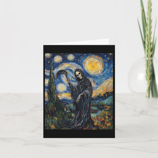 Grim Reaper Skeleton - Van Gogh Style - Starry Nig Card (Front)