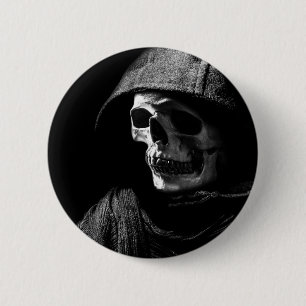 Grim Reaper Skull 2 Inch Round Button