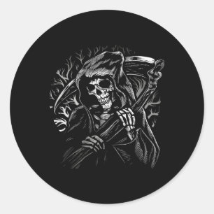 Grim Reaper Skull Death Scythe Dead Gothic Horror  Classic Round Sticker