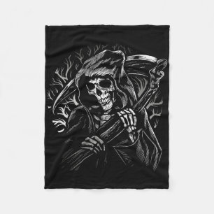 Grim Reaper Skull Death Scythe Dead Gothic Horror  Fleece Blanket