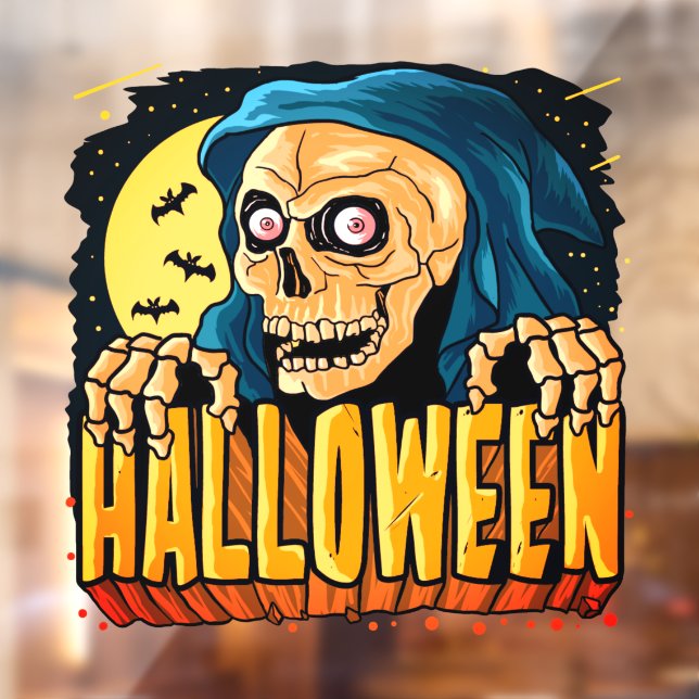 Grim Reaper Skull Horror Halloween Window Cling (Sheet 2)