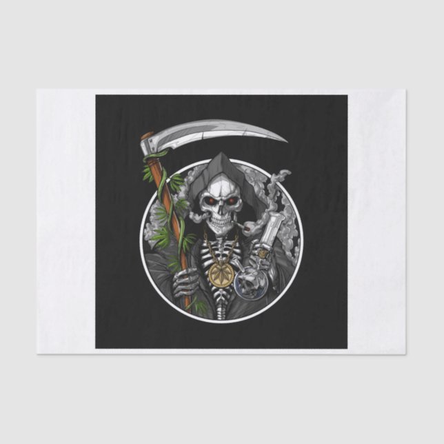 Grim Reaper Smoking Weed Tissue Paper (Front)