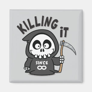 Grim Reaper Square Magnet