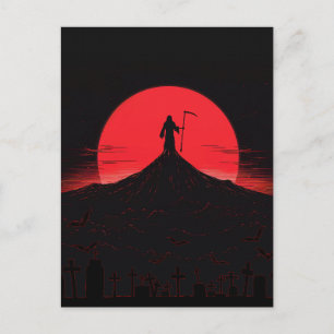 Grim Reaper Sunset Silhouette Postcard