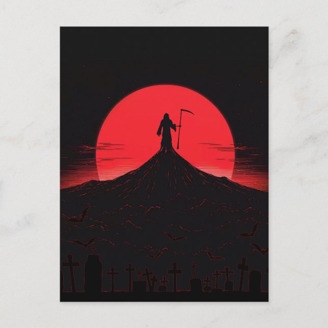 Grim Reaper Sunset Silhouette Postcard (Front)