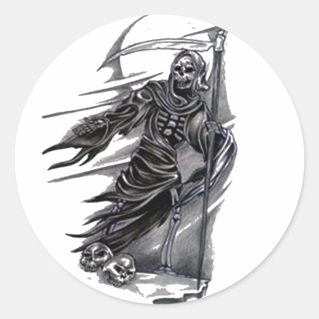 Grim Reaper Taking Souls Classic Round Sticker (Front)