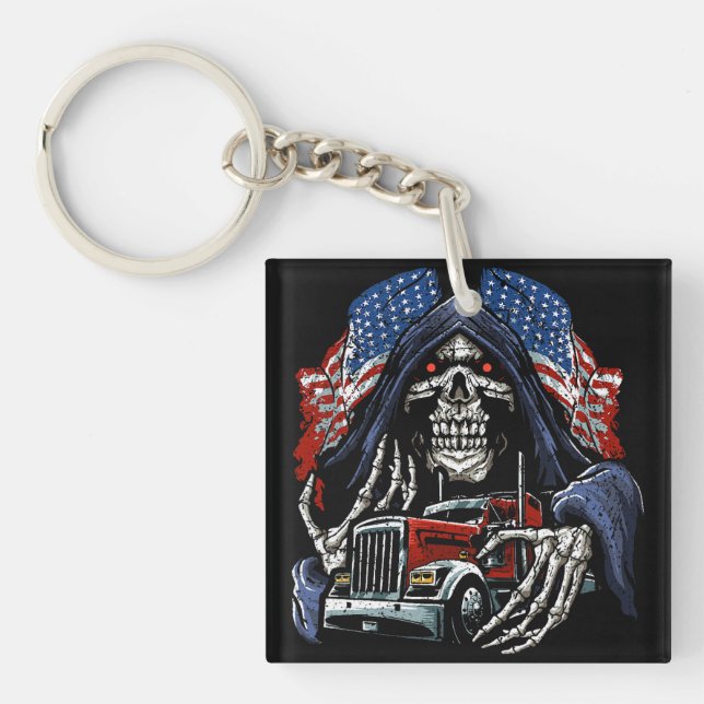 Grim Reaper Trucker Keychain (Front)