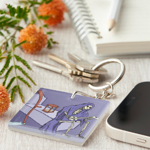 Grim Reaper Waiting with Hourglass Keychain