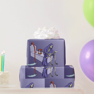 Grim Reaper Waiting with Hourglass Wrapping Paper