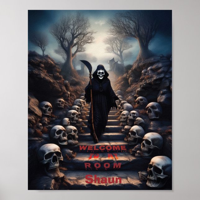 Grim Reaper Welcome To My Room Customizable  Poster (Front)