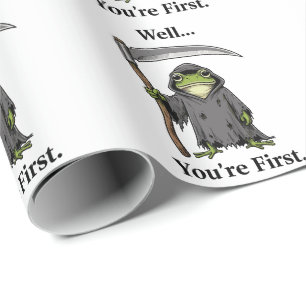 Grim Reaper Well You Are First Halloween Wrapping Paper