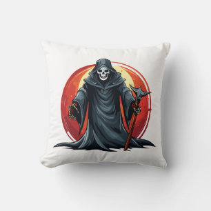 Grim Reaper with scythe death Throw Pillow