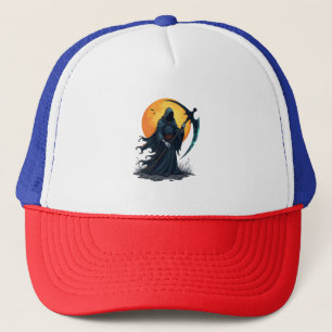 Grim Reaper with Scythe – Scary Halloween Shirt Trucker Hat