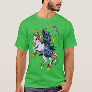 Grim Reaper With Unicorn Fire T-Shirt