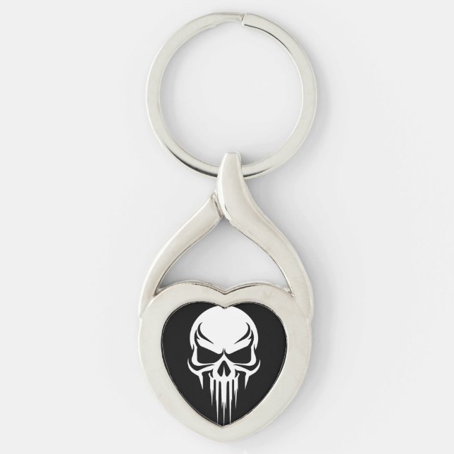Grim Specter Dripping Skull Graphic Keychain (Front)