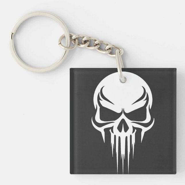 Grim Specter Dripping Skull Graphic Keychain (Front)