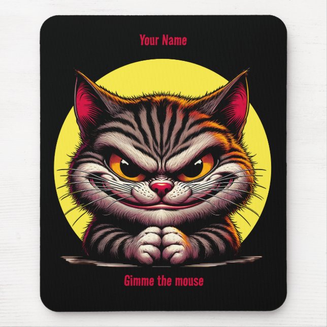 Grimacing Cat in the Moon Mouse Pad (Front)