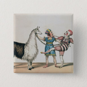 Grimaldi and the Alpaca, in the Popular Pantomime 2 Inch Square Button