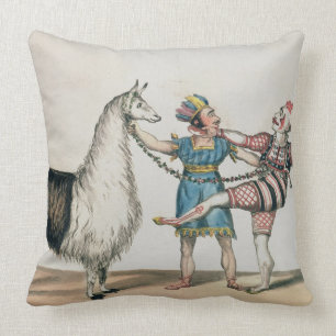 Grimaldi and the Alpaca, in the Popular Pantomime Throw Pillow