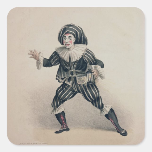 Grimaldi as Scaramouche, from the Commedia dell'Ar Square Sticker (Front)