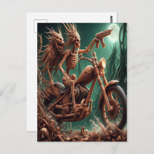 Grimbone and Skulldust, mounted their big chopper Postcard