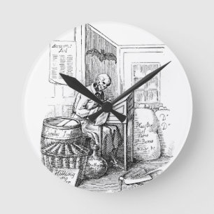 Grimm Reaper Death Skeleton list Macabre Art Round Clock