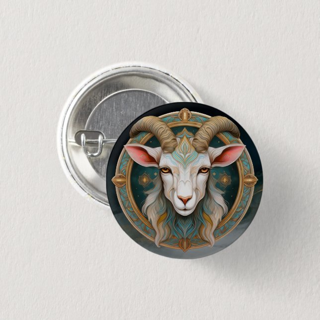 Grimmloch Goat Emblem Fantasy RPG 1 Inch Round Button (Front & Back)