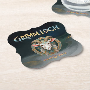 Grimmloch Goat Emblem Fantasy RPG Paper Coaster
