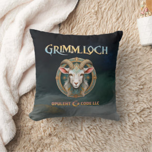 Grimmloch Goat Emblem Fantasy RPG Throw Pillow