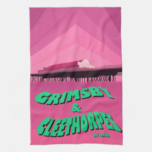 Grimsby & Cleethorpes pier travel poster Kitchen Towel