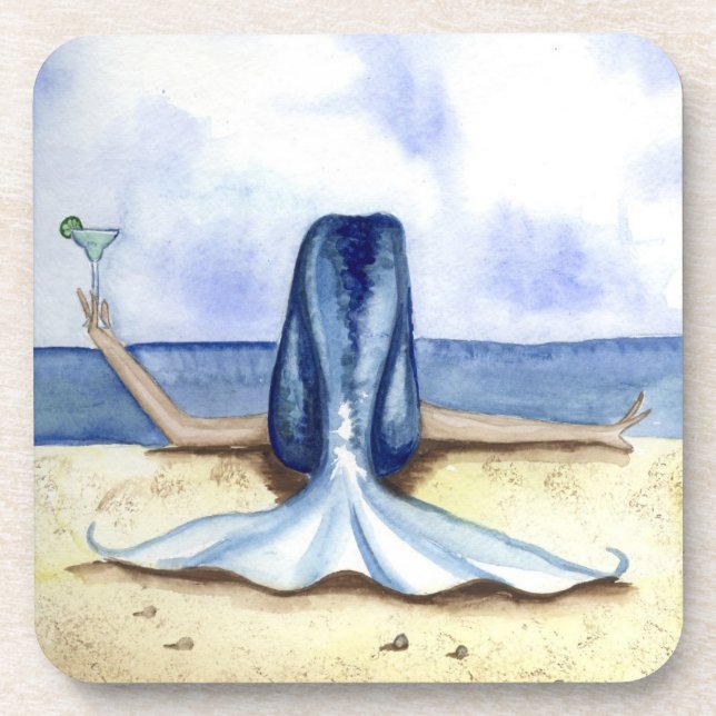 Grimshaw Beach Margarita Mermaid Coaster Set (Front)