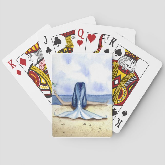 Grimshaw Beach Margarita Mermaid  Playing Cards (Back)
