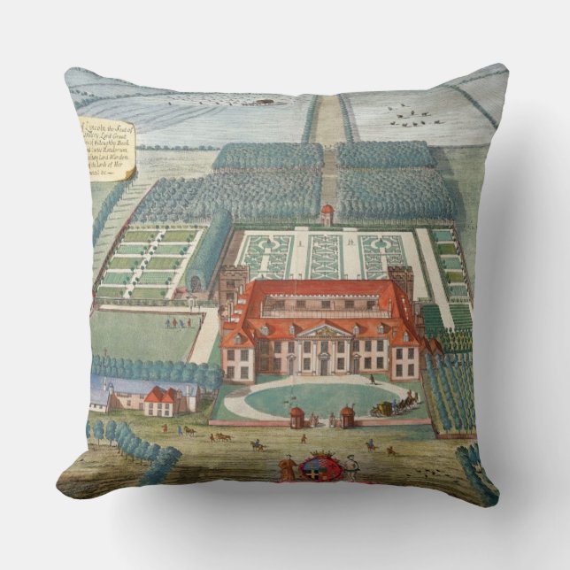 Grimsthorp in the county of Lincoln engraved by Jo Throw Pillow (Front)