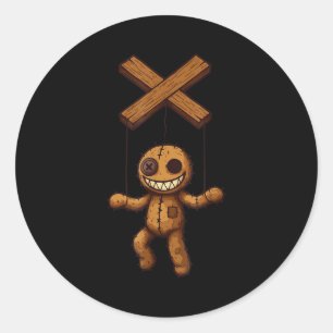Grimstring – Soky Playful Puppet Marionette Cartoo Classic Round Sticker