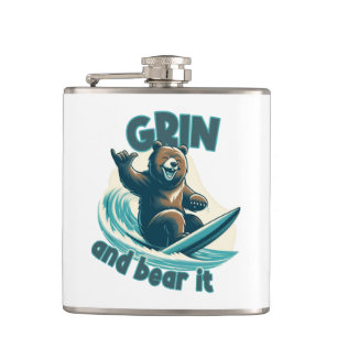 Grin And Bear It Hip Flask