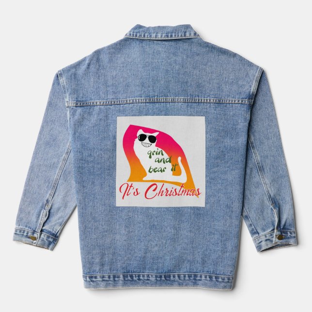 Grin And Bear It -  It's Christmas  Denim Jacket (Back)