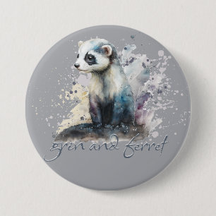 Grin and Ferret Pun 3 Inch Round Button