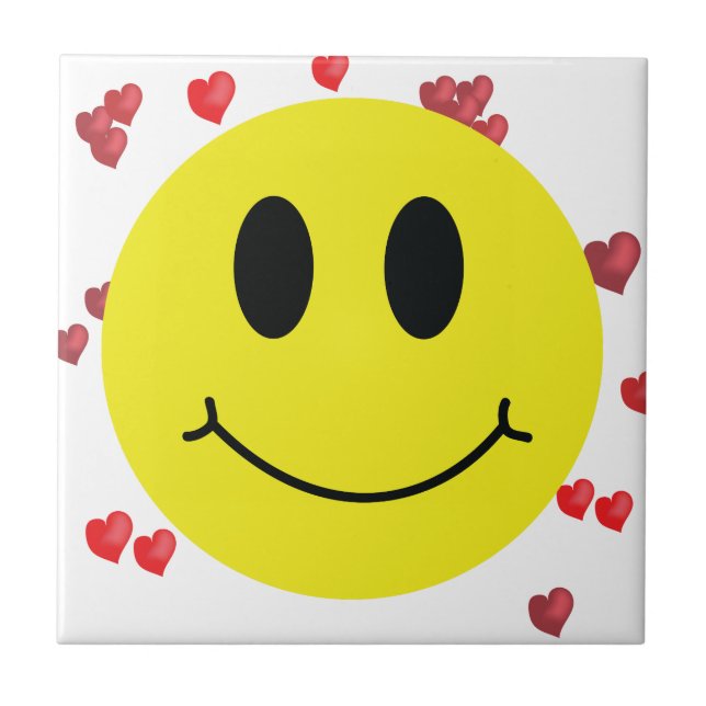 Grin Face with Red Hearts Tile (Front)