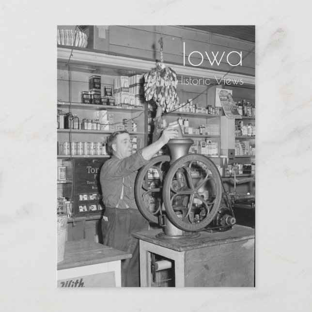 Grincer du café dans une carte postale du magasin  (Devant)