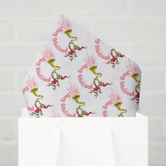 Grinch Blowing the Merry Grinchmas Horn Tissue Paper (Gift Bag)