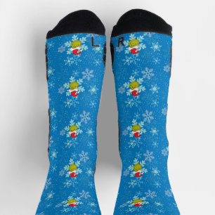 Grinch Blue  Snowflake Pattern Socks
