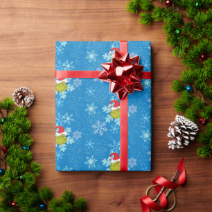 Grinch Blue  Snowflake Pattern Wrapping Paper