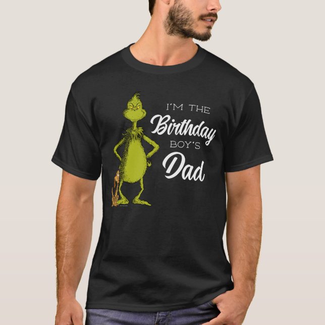 Grinch Chalkboard Birthday Boy's Dad T-Shirt (Front)